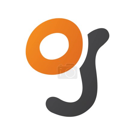 Téléchargez les photos : Icône orange et noire lettre G avec des lignes rondes douces sur fond blanc - en image libre de droit