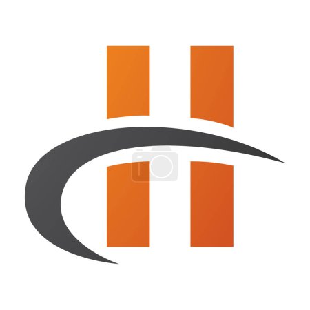 Téléchargez les photos : Icône orange et noire avec rectangle vertical et swoosh sur fond blanc - en image libre de droit