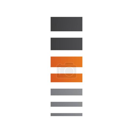 Téléchargez les photos : Icône orange et noire de lettre I avec des rayures horizontales sur un fond blanc - en image libre de droit