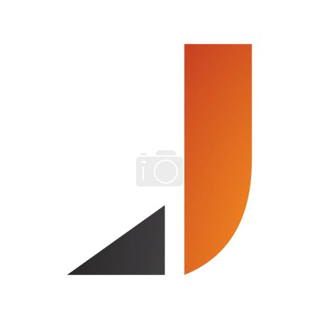 Photo for Orange and Black Letter J Icon with a Triangular Tip on a White Background - Royalty Free Image