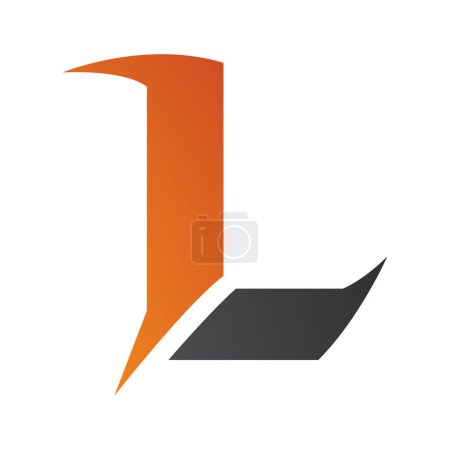 Téléchargez les photos : Icône orange et noire lettre L avec pointes acérées sur fond blanc - en image libre de droit