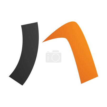 Téléchargez les photos : Orange et noir Lettre N Icône avec un rectangle incurvé sur un fond blanc - en image libre de droit