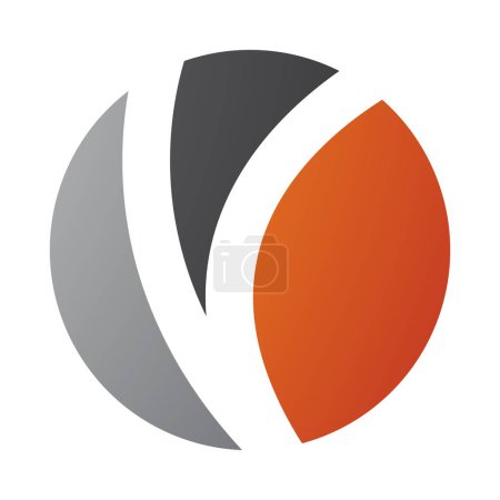 Foto de O Icono de Letra Naranja y Negro con forma de V sobre fondo blanco - Imagen libre de derechos