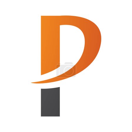 Téléchargez les photos : Icône P orange et noire avec pointe pointue sur fond blanc - en image libre de droit
