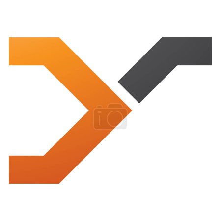 Foto de Interruptor de carril naranja y negro en forma de letra Y icono sobre un fondo blanco - Imagen libre de derechos