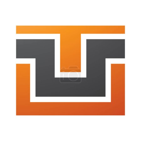 Téléchargez les photos : Rectangle orange et noir en forme de lettre U Icône sur fond blanc - en image libre de droit