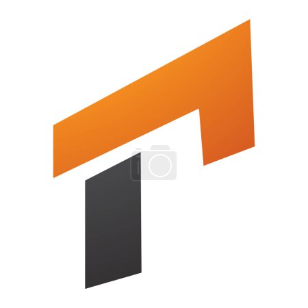 Foto de Icono de letra R rectangular naranja y negro sobre fondo blanco - Imagen libre de derechos