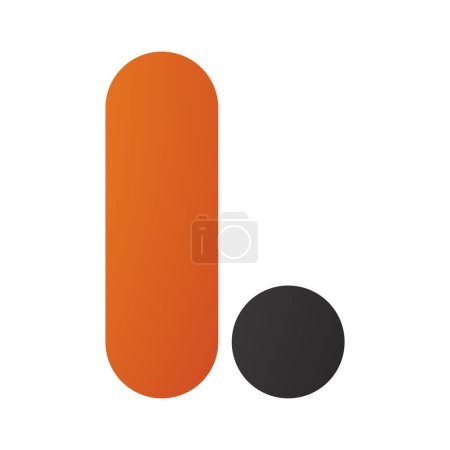 Téléchargez les photos : Icône L arrondie orange et noire sur fond blanc - en image libre de droit