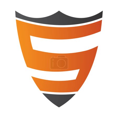 Téléchargez les photos : Icône S en forme de bouclier orange et noir sur fond blanc - en image libre de droit