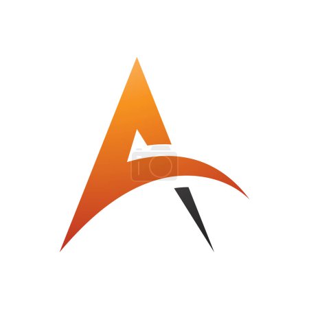 Téléchargez les photos : Arche pointue orange et noire en forme de lettre Une icône sur un fond blanc - en image libre de droit