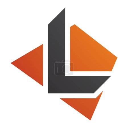 Foto de Naranja y Negro Trapecio en forma de letra L icono sobre un fondo blanco - Imagen libre de derechos