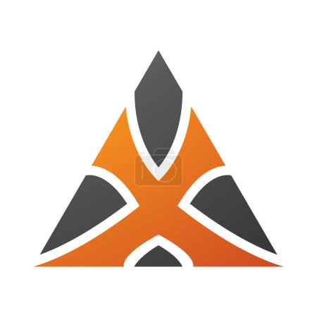 Photo for Orange and Black Triangle Shaped Letter X Icon on a White Background - Royalty Free Image