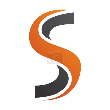Téléchargez les photos : Icône S en forme de torsion orange et noire sur fond blanc - en image libre de droit