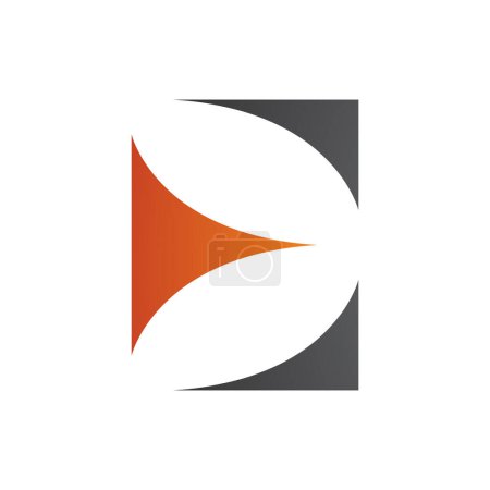 Téléchargez les photos : Icône lettre E majuscule orange et noire avec triangles incurvés sur fond blanc - en image libre de droit