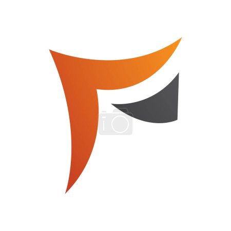Foto de Naranja y negro ondulado papel en forma de letra F icono sobre un fondo blanco - Imagen libre de derechos