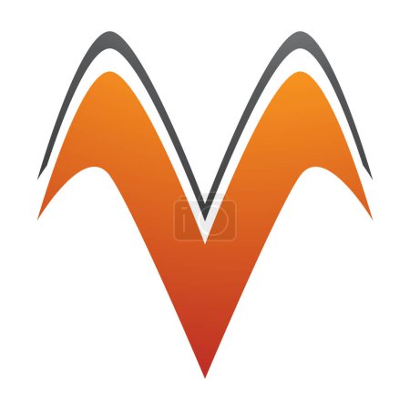 Téléchargez les photos : Aile orange et noire en forme de lettre V Icône sur fond blanc - en image libre de droit