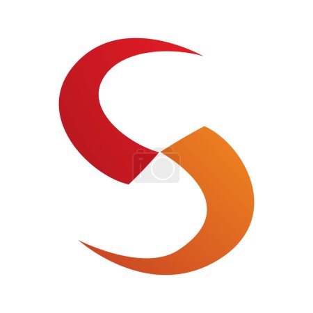 Téléchargez les photos : Lame orange et rouge en forme de lettre S Icône sur fond blanc - en image libre de droit