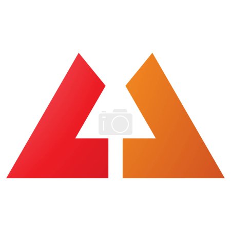 Téléchargez les photos : Icône en U orange et rouge avec lignes droites sur fond blanc - en image libre de droit