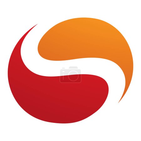 Téléchargez les photos : Icône S en forme de cercle orange et rouge sur fond blanc - en image libre de droit