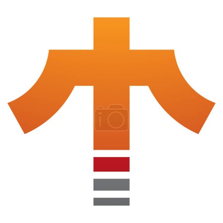 Photo for Orange and Red Cross Shaped Letter T Icon on a White Background - Royalty Free Image