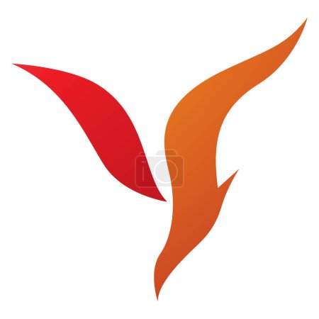 Téléchargez les photos : Orange et rouge plongée oiseau en forme de lettre Y icône sur un fond blanc - en image libre de droit