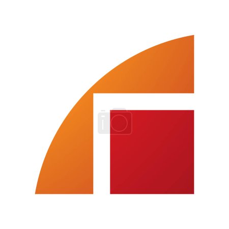 Foto de Icono de letra R geométrica naranja y roja sobre fondo blanco - Imagen libre de derechos