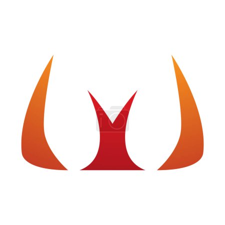 Téléchargez les photos : Orange et corne rouge en forme de lettre W Icône sur un fond blanc - en image libre de droit