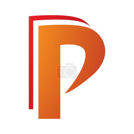 Téléchargez les photos : Icône P à couches orange et rouge sur fond blanc - en image libre de droit