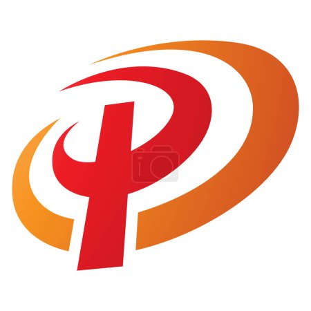 Téléchargez les photos : Icône P en forme d'ovale orange et rouge sur fond blanc - en image libre de droit