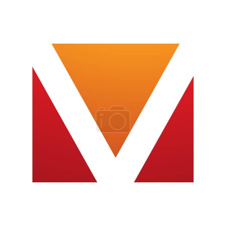 Téléchargez les photos : Icône rectangulaire orange et rouge en forme de lettre V sur fond blanc - en image libre de droit