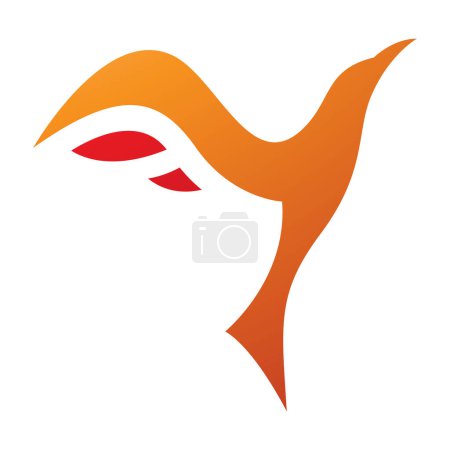 Foto de Anaranjado y rojo creciente pájaro en forma de letra Y icono sobre un fondo blanco - Imagen libre de derechos