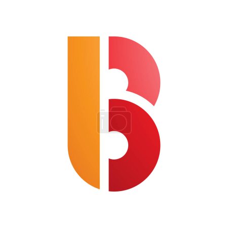 Foto de Icono de letra B en forma de disco redondo naranja y rojo sobre un fondo blanco - Imagen libre de derechos