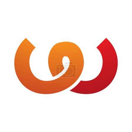 Foto de Letra en forma de primavera naranja y roja W icono sobre un fondo blanco - Imagen libre de derechos