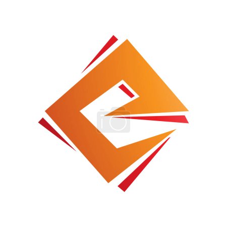 Téléchargez les photos : Diamant carré orange et rouge Lettre E Icône sur fond blanc - en image libre de droit