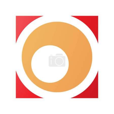 Téléchargez les photos : Carrée orange et rouge Lettre O Icône sur fond blanc - en image libre de droit