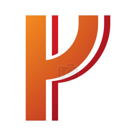 Téléchargez les photos : Orange et rouge rayé en forme de lettre Y icône sur un fond blanc - en image libre de droit