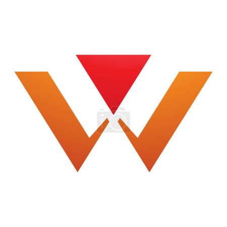Téléchargez les photos : Triangle orange et rouge en forme de lettre W Icône sur fond blanc - en image libre de droit