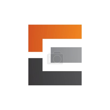 Foto de Icono de letra E rectangular en negro y gris anaranjado sobre fondo blanco - Imagen libre de derechos