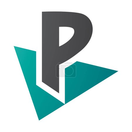 Téléchargez les photos : Icône P persane verte et noire avec un triangle sur fond blanc - en image libre de droit