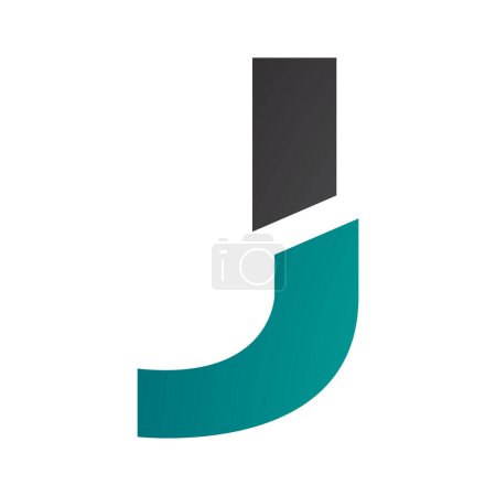 Téléchargez les photos : Persan vert et noir Split en forme de lettre J Icône sur un fond blanc - en image libre de droit