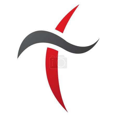 Foto de Espada curva roja y negra en forma de letra T icono sobre un fondo blanco - Imagen libre de derechos