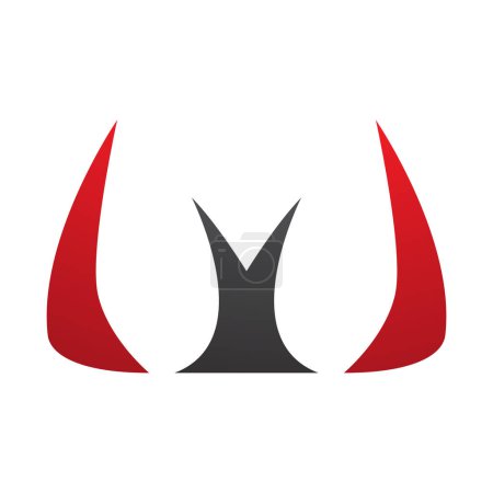 Foto de Letra en forma de cuerno rojo y negro W icono sobre un fondo blanco - Imagen libre de derechos