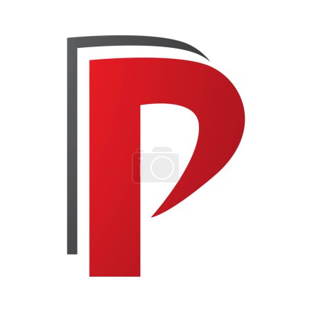 Foto de Icono de la letra P en capas rojas y negras sobre un fondo blanco - Imagen libre de derechos