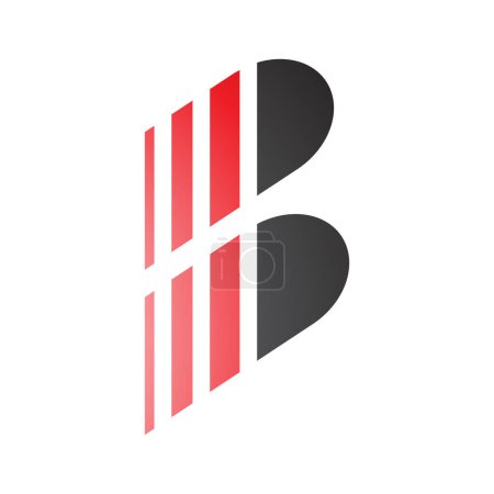 Photo for Red and Black Letter B Icon with Vertical Stripes on a White Background - Royalty Free Image
