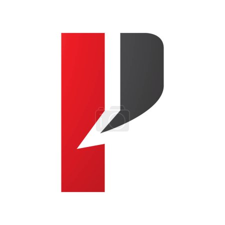 Foto de Icono de la letra P roja y negra con un rectángulo audaz sobre un fondo blanco - Imagen libre de derechos