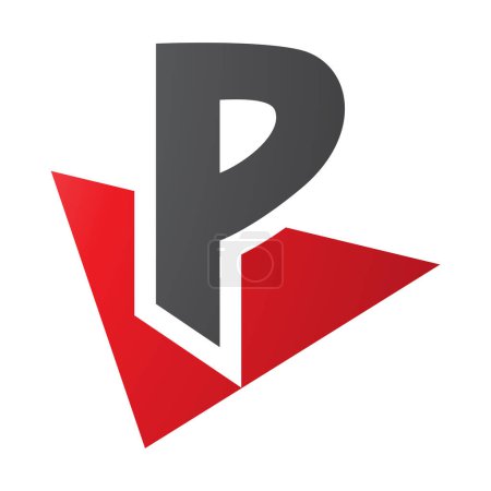 Foto de Icono de la letra P roja y negra con un triángulo sobre un fondo blanco - Imagen libre de derechos