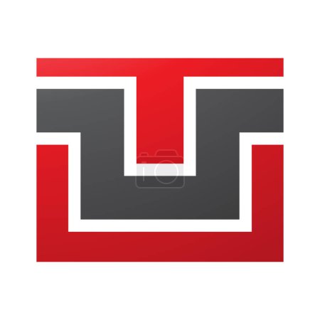 Téléchargez les photos : Rectangle rouge et noir en forme de lettre U Icône sur fond blanc - en image libre de droit