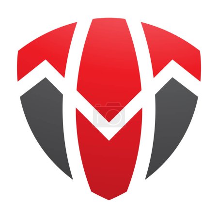 Foto de Escudo rojo y negro en forma de letra T icono sobre un fondo blanco - Imagen libre de derechos