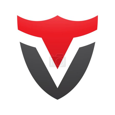Foto de Escudo rojo y negro en forma de letra V icono sobre un fondo blanco - Imagen libre de derechos