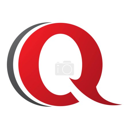 Téléchargez les photos : Rouge et noir Spiky ronde en forme de lettre Q Icône sur un fond blanc - en image libre de droit